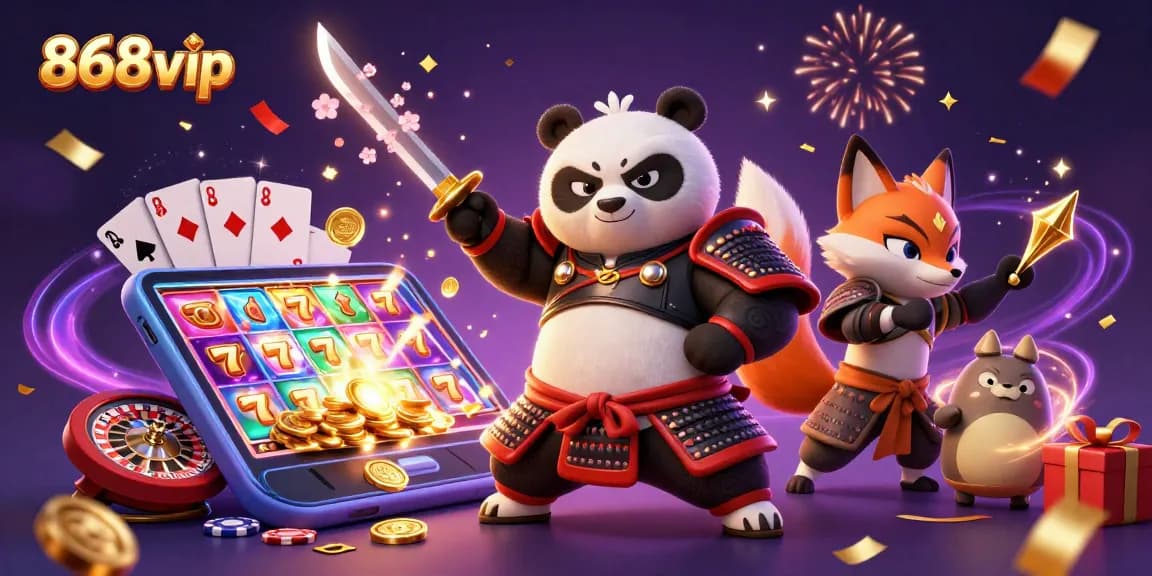 Engage with 868vip's thrilling casino adventure featuring 3D cartoon characters in action.