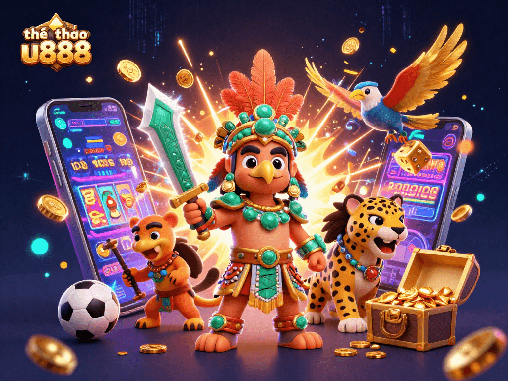 Engaging scene featuring thể thao u888 with Aztec warriors and casino elements for thrilling gaming experiences.