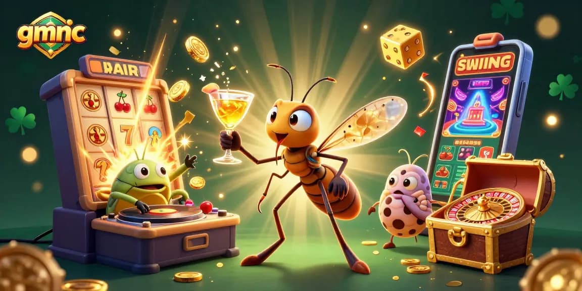 Experience thrilling gambling action with gmnc's dynamic casino mascot in an exciting 3D scene.