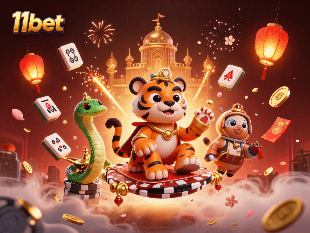 Engage in thrilling gameplay at 11bet with vibrant casino-themed illustration of sultan and magic.