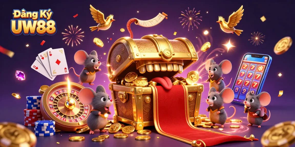 Spin the reels of Đăng Ký UW88 with winning treasures in this vibrant casino scene.