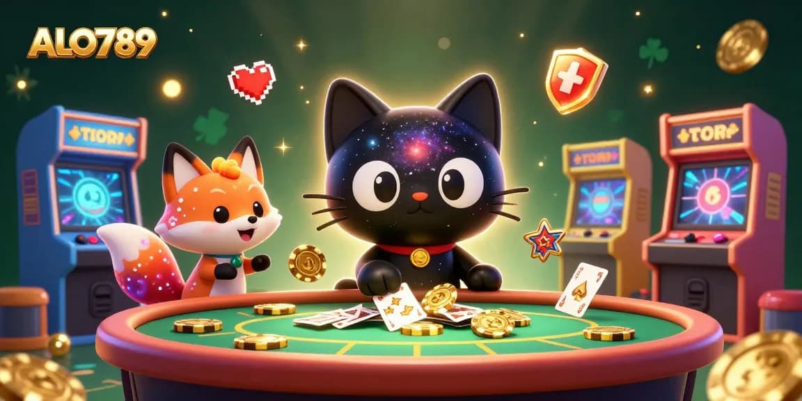 Play exciting games at ALO789 with vibrant casino elements in a stunning cosmic setting.