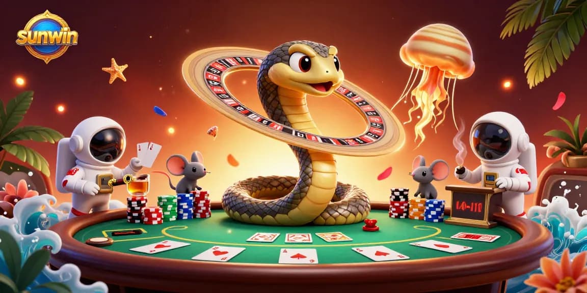 Engage in cosmic gambling with sunwin as astronaut mice bet around a snake roulette.