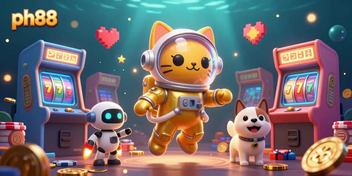 Experience thrilling gameplay with the vibrant ph88 space casino illustrated scene featuring arcade elements and cosmic characters.