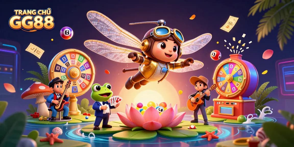 Engage in games at TRANG CHỦ GG88 with vibrant lottery balls and lively casino activities
