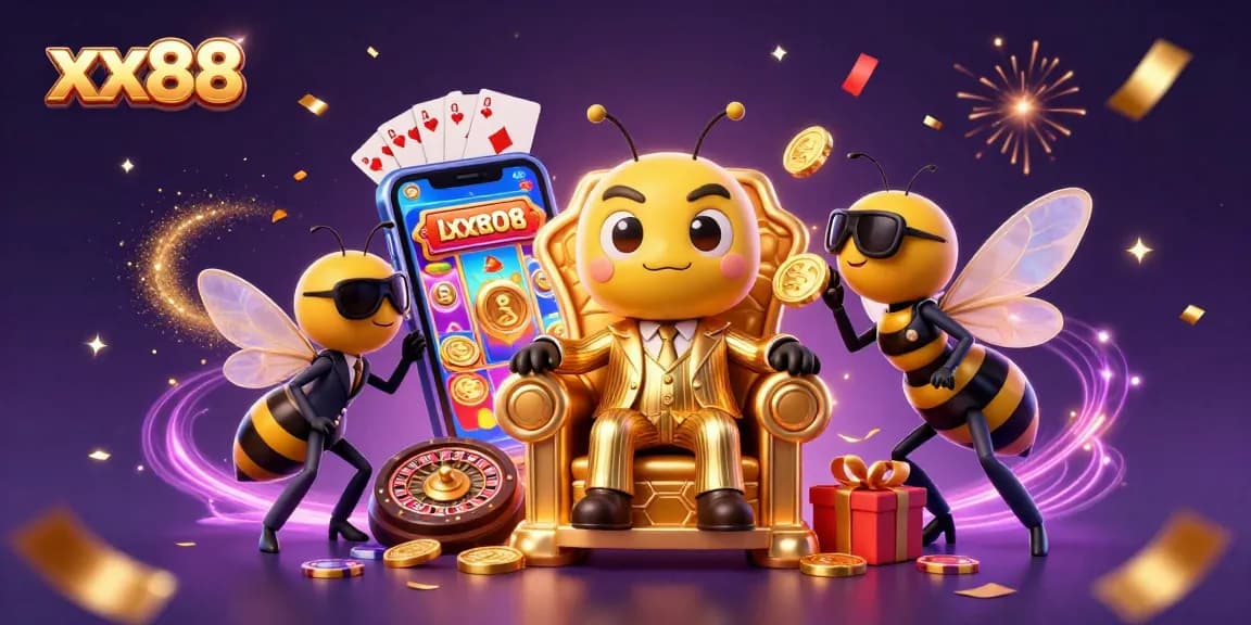 Experience thrilling gameplay with xx88 in a vibrant, dynamic casino scene featuring golden coins and action.