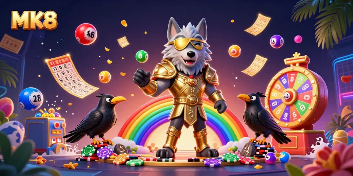 Experience thrilling MK8 casino gaming with colorful dynamic elements and Norse-inspired characters.