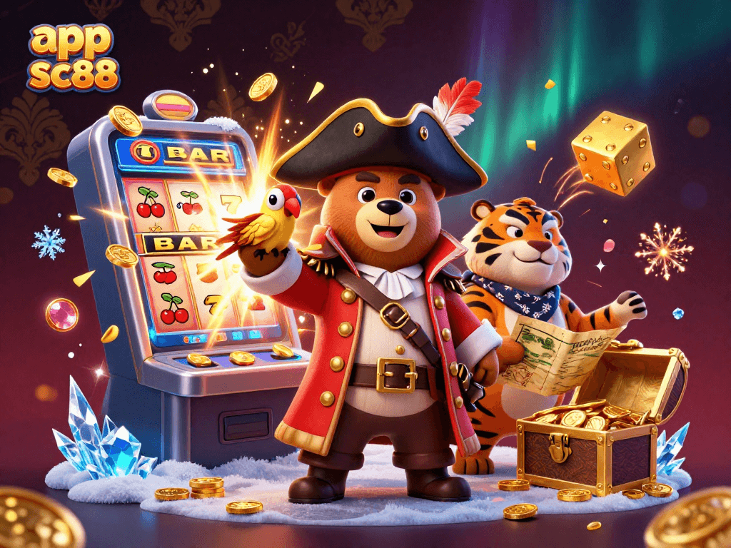 Engage with thrilling slot action in app sc88 featuring a pirate captain and treasure.