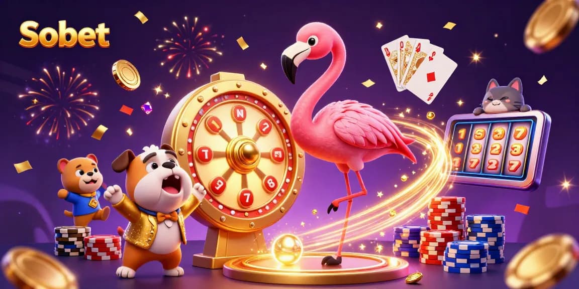 Sbobet sports betting excitement with vibrant casino characters and dynamic game elements