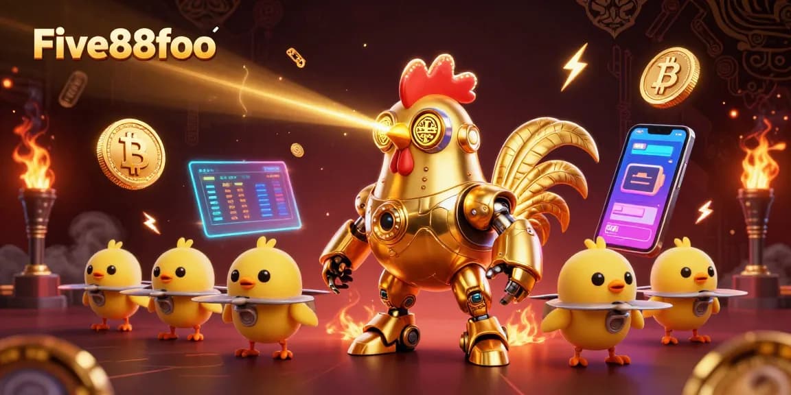 Engage with Five88foo's vibrant casino experience filled with 3D animated characters and crypto elements.