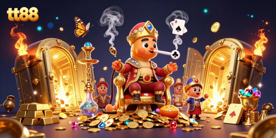 Experience winning strategies at tt88 with a captivating illustration of a whimsical casino scene.