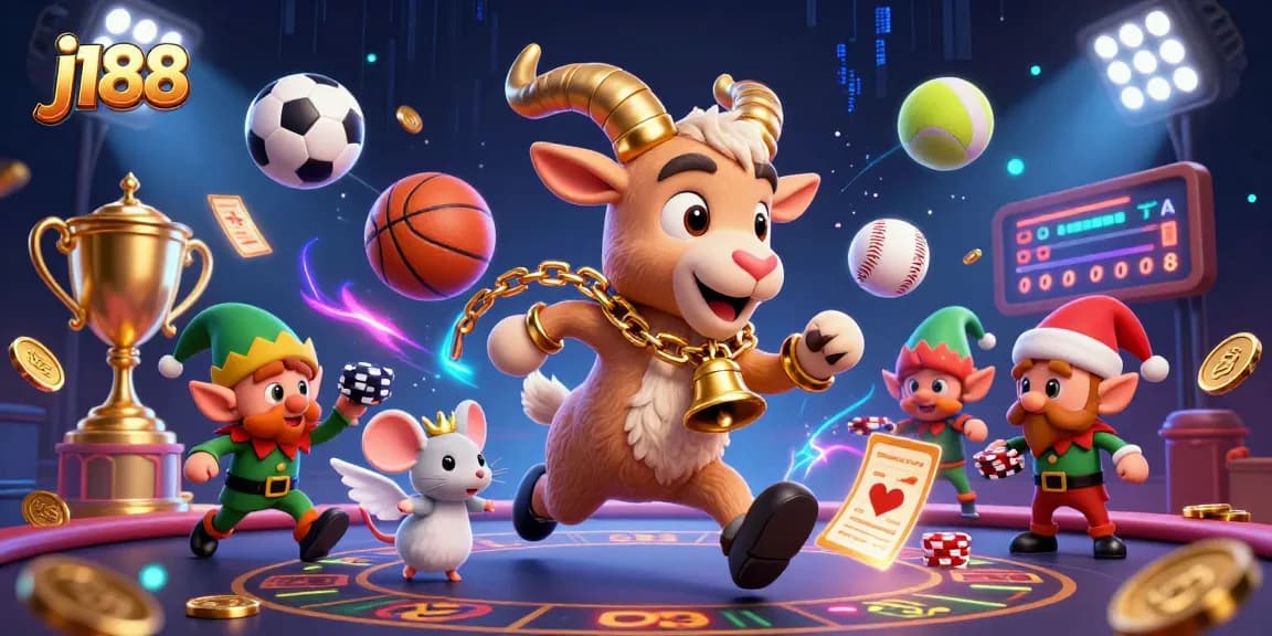 Experience the thrilling j188 casino with festive Krampus, angel mouse, and gremlin fun!