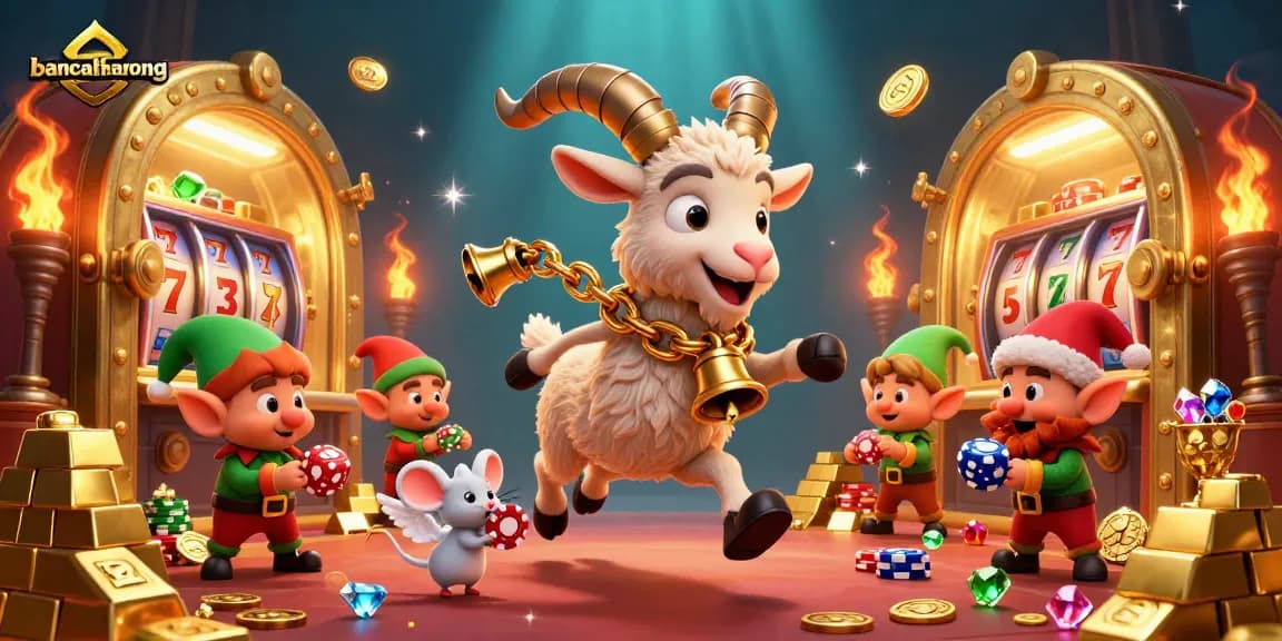 bancathanrong presents a festive casino scene with Krampus, angel mouse, and gremlins stealing chips.