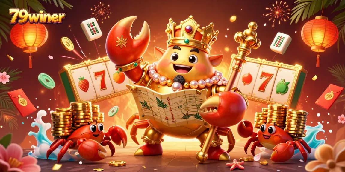 Engage with thrilling 79winer games featuring a majestic crab emperor in a vibrant casino world.