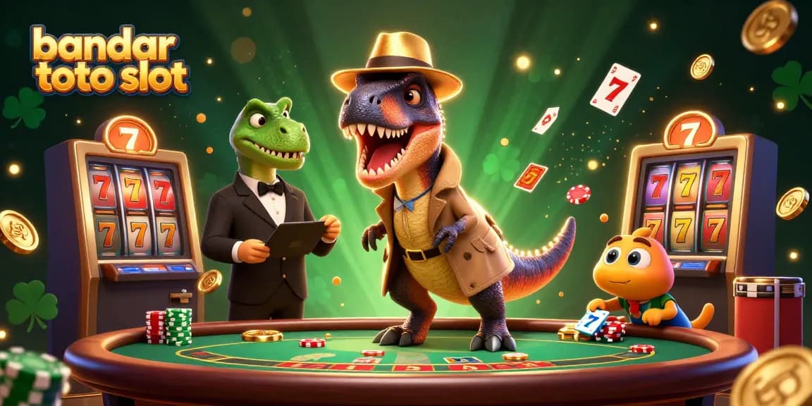 Experience thrilling gameplay at bandar toto slot with cartoon dinosaurs in a captivating online casino scene.