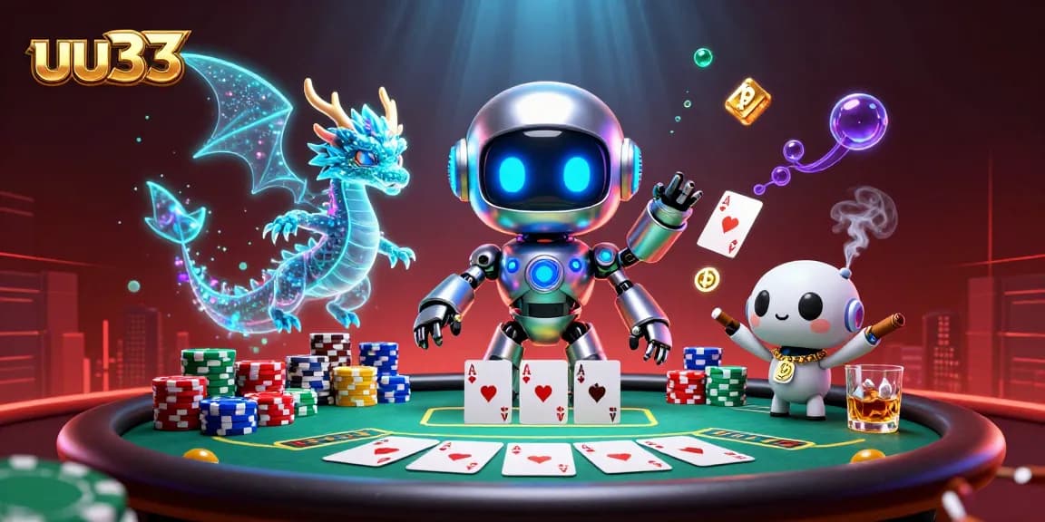 Experience the thrill of uu33 with our cyberpunk casino robot, poker elements, and unique digital companions.