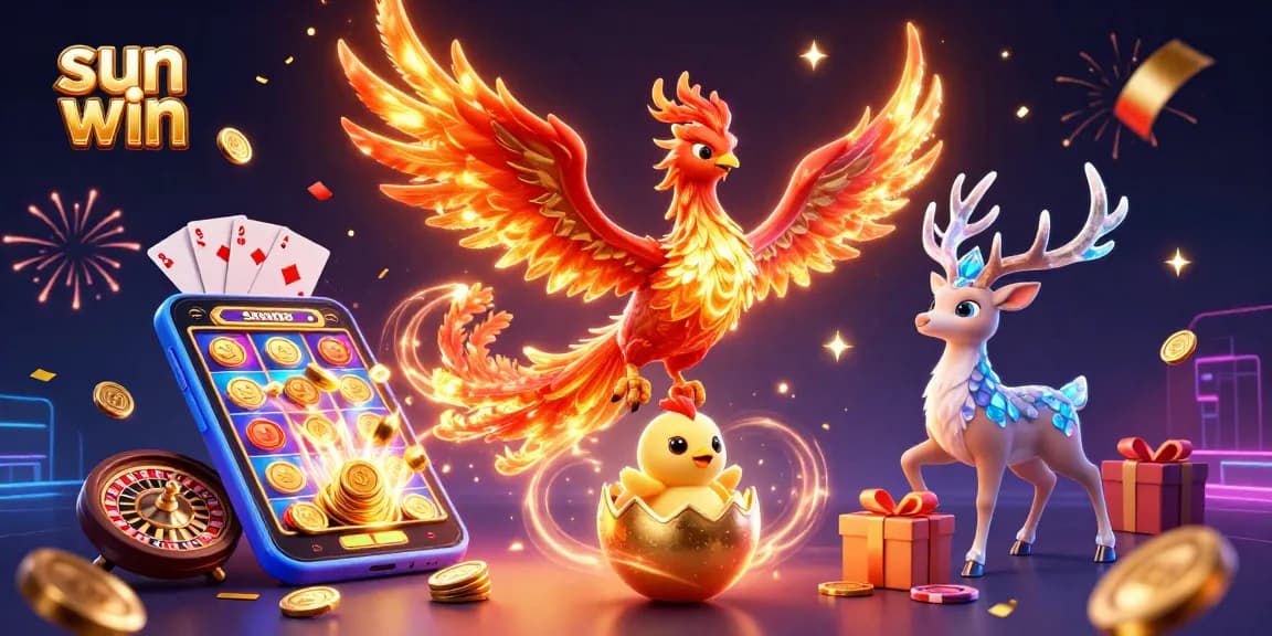 Experience the thrill of winning at sun win with an engaging slot game illustration featuring lucky symbols.