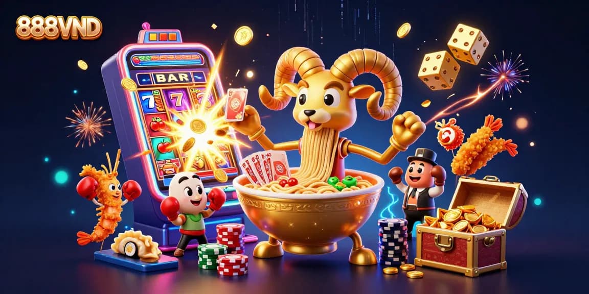 Experience thrilling gameplay at 888VND with a vibrant 3D casino scene packed with action.