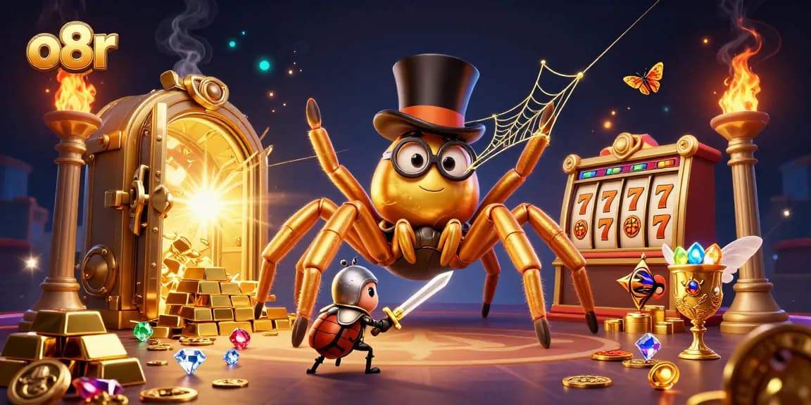 Engage with o8r as the golden tarantula weaves a spirited gaming adventure within the casino realm.