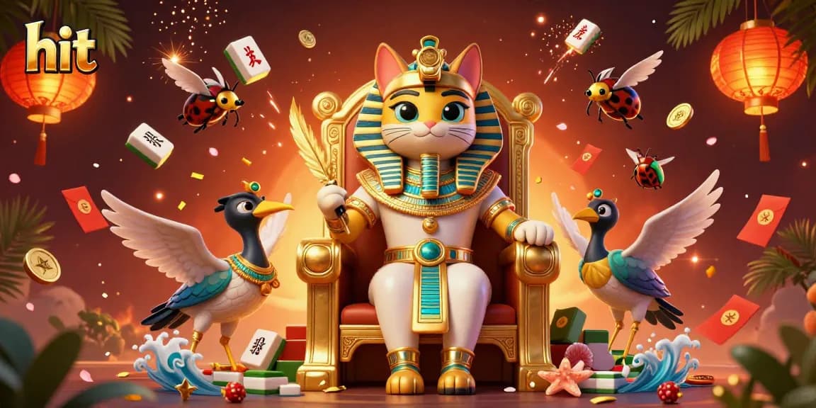 Engage in a vibrant casino experience featuring hit-themed 3D illustration with Egyptian style.