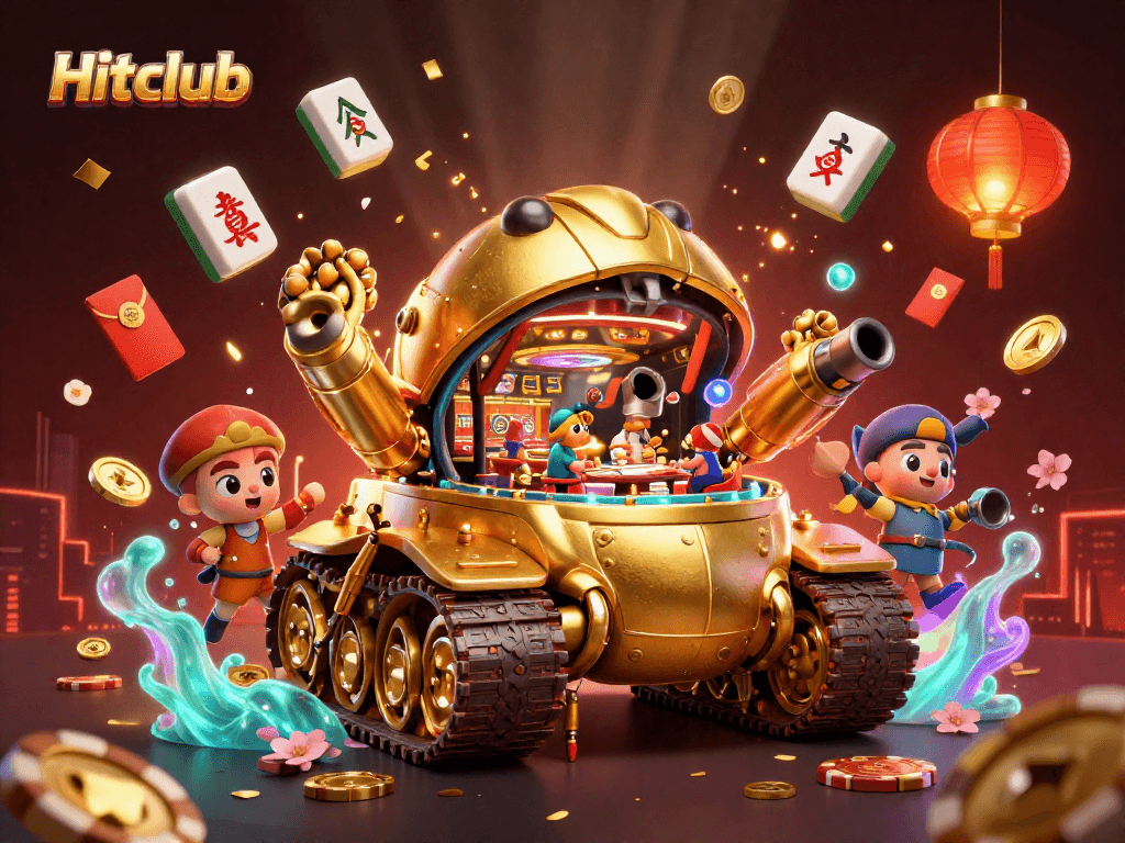 Win big at Hitclub with the vibrant 3D casino illustration showcasing thrilling gaming excitement!