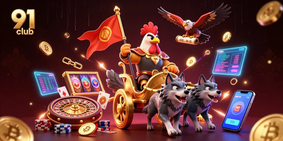 Experience thrilling action at 91 club with vibrant casino elements and energetic characters.