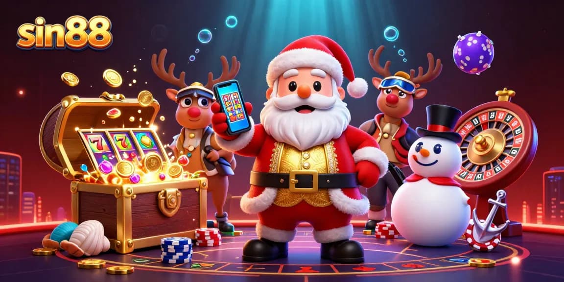 Experience sin88's thrilling casino adventure with colorful characters and vibrant game elements in this 3D scene.