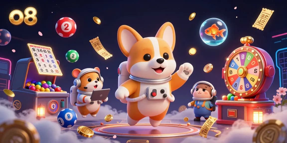 Spin and win with o8's colorful casino scene filled with vibrant prizes and interactive characters.