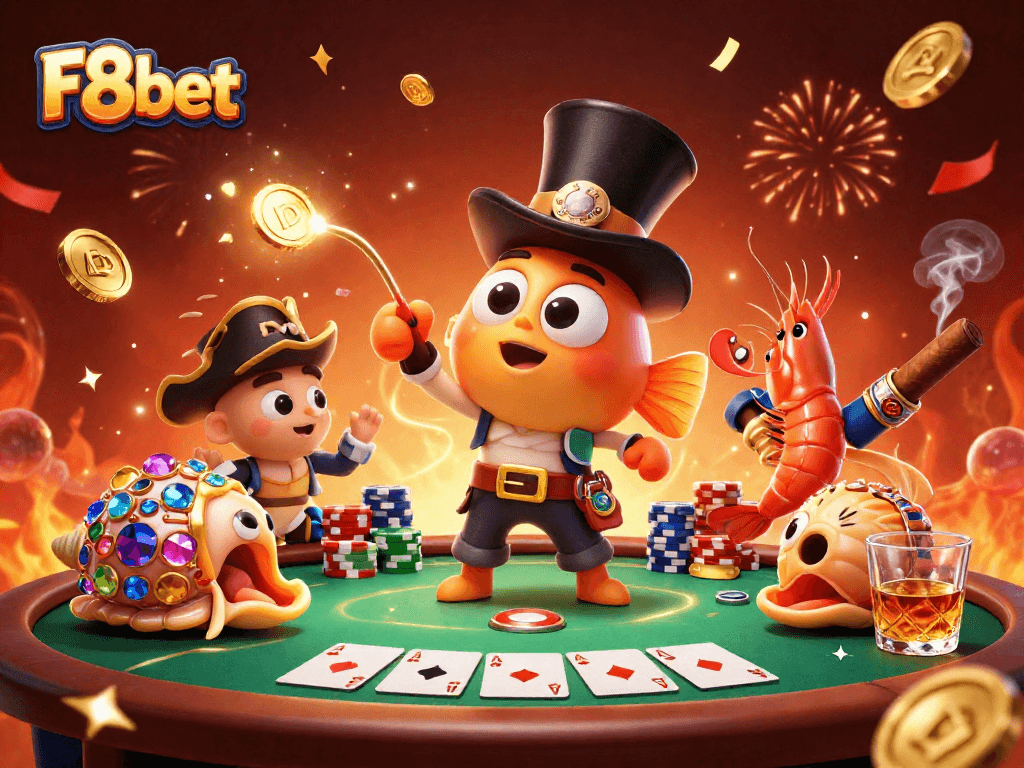 Engage with thrilling poker strategies at F8bet featuring colorful chips and dynamic gameplay elements.