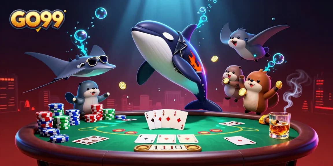 GO99 showcases a vibrant 3D scene featuring unique sea creatures engaging in dynamic casino fun.