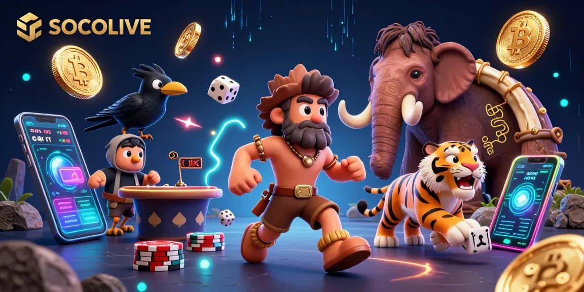 SOCOLIVE offers a dynamic prehistoric casino experience with engaging characters and vibrant elements!