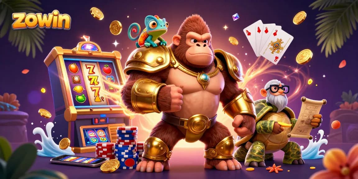Experience exhilarating gameplay with Zowin's vibrant casino scene rich in color and dynamic energy.