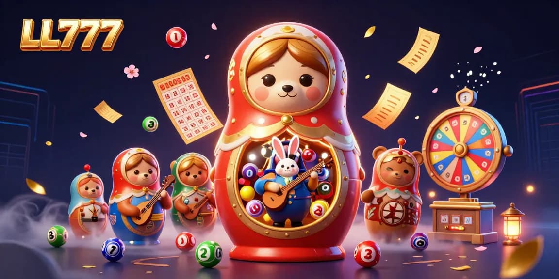 Experience the thrill of LL777 with vibrant lottery balls and 3D casino-themed characters