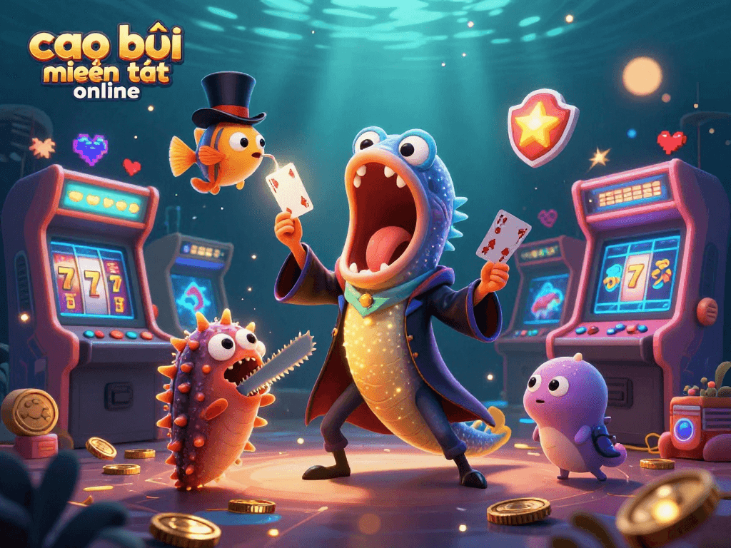 Engage in thrilling gameplay with "cao bồi miền tây online" featuring vibrant characters in a magical casino scene.