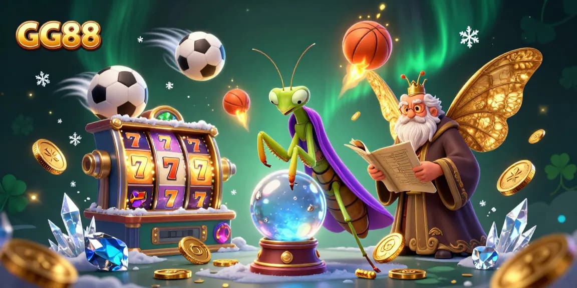 Experience the vibrant 3D delight of GG88, featuring engaging slot reels and mystical characters in a mesmerizing casino scene.