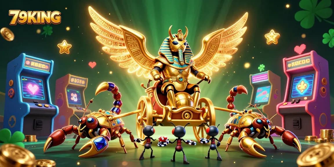 Experience the excitement of 79KING casino games with vibrant characters and action-packed gaming elements.