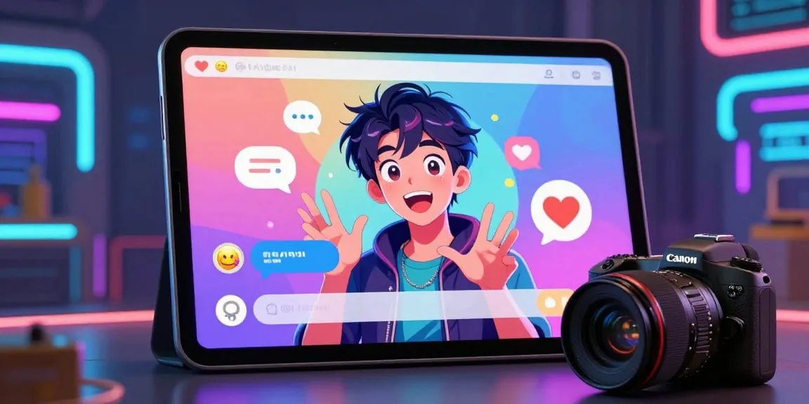 Engaging AI chat hentai interaction featuring a colorful anime character and vibrant chat elements.