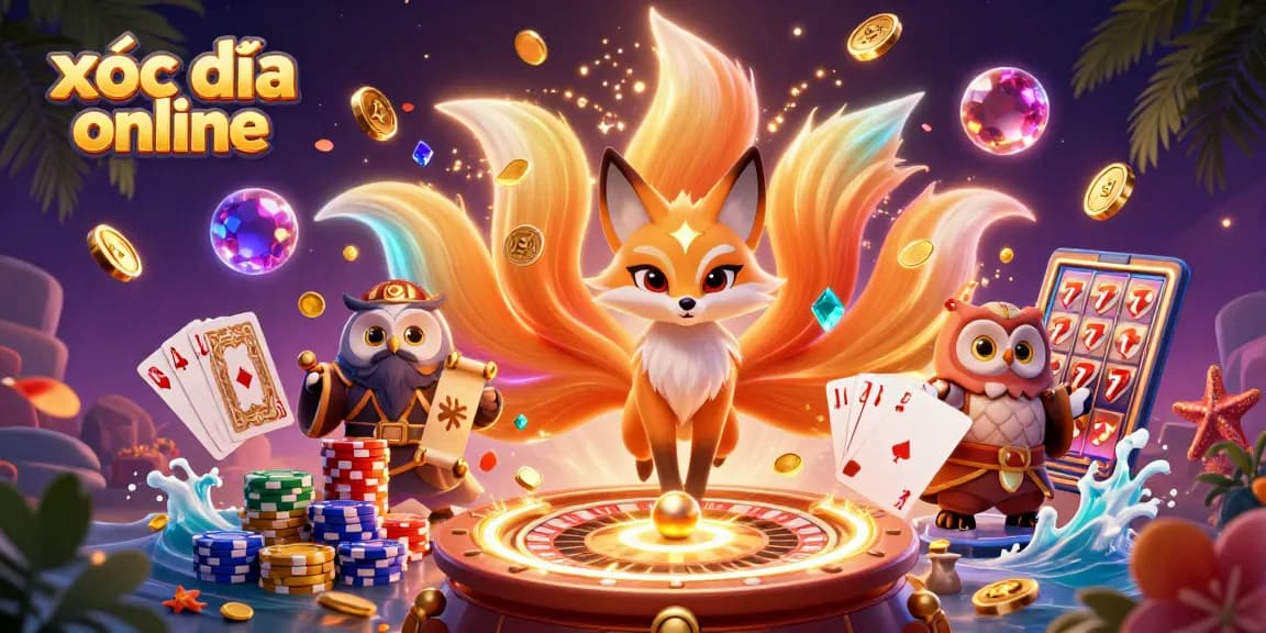 Play xóc đĩa online with vibrant characters, dazzling gems, and dynamic gaming elements.