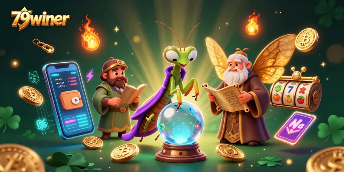 Spin and win with 79winer's mystical casino scene featuring vibrant 3D characters and lively game elements.