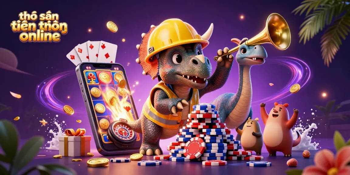 Engage in thợ săn tiền thưởng online with vibrant 3D characters celebrating casino wins in a dynamic scene.
