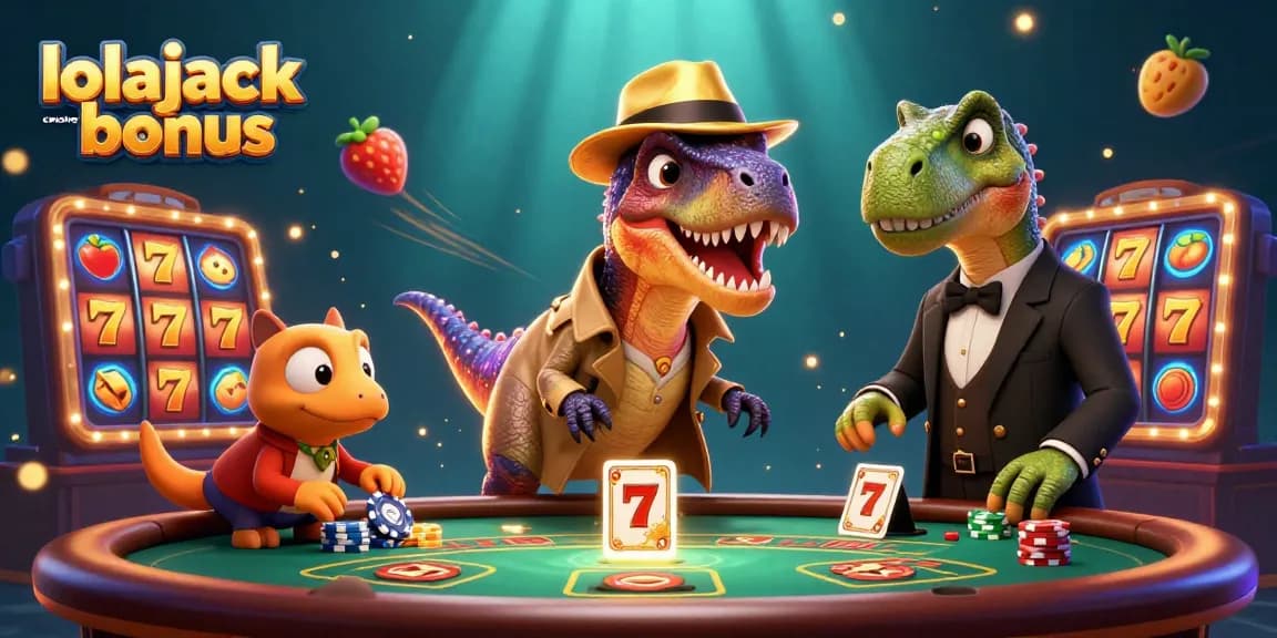 Play and win with the lolajack casino bonus in a vibrant 3D casino scene.