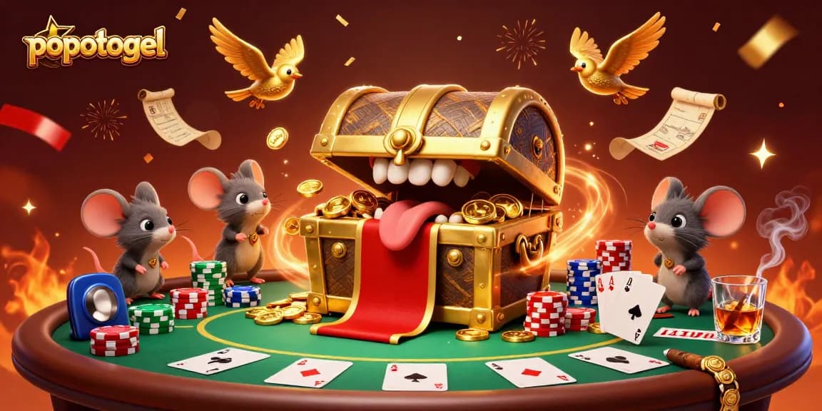 Win big with popotogel in a vibrant gambling scene filled with excitement and colorful casino elements.