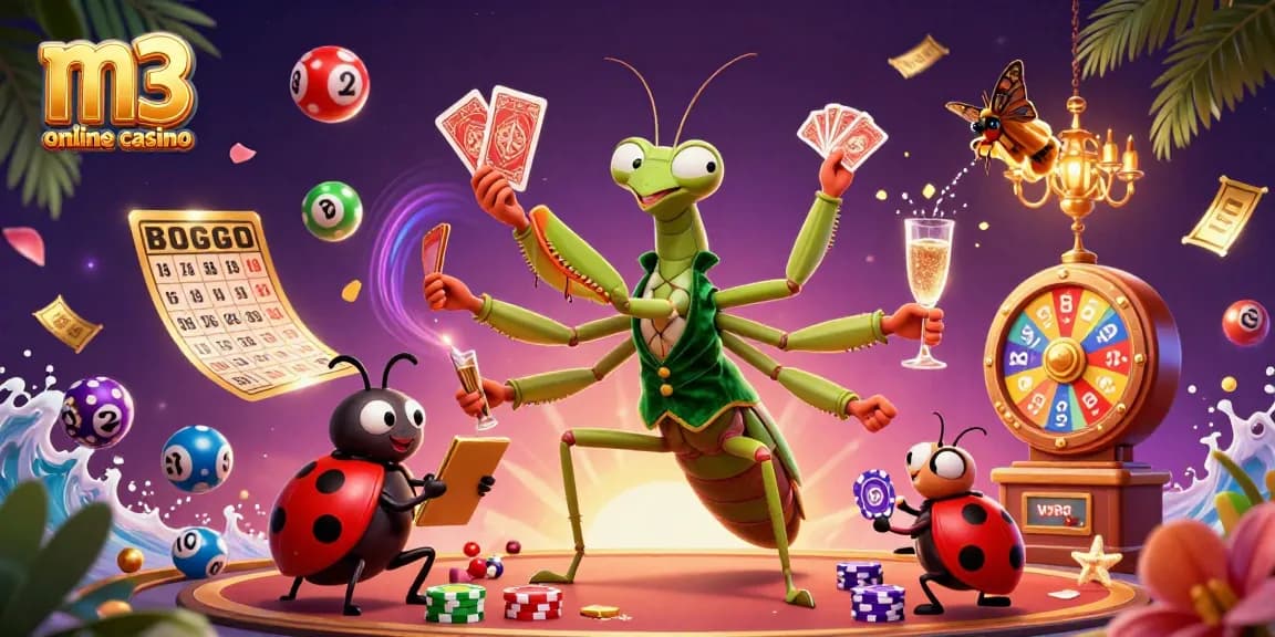 Experience thrilling games at m3 online casino with vibrant casino elements and action-packed characters.
