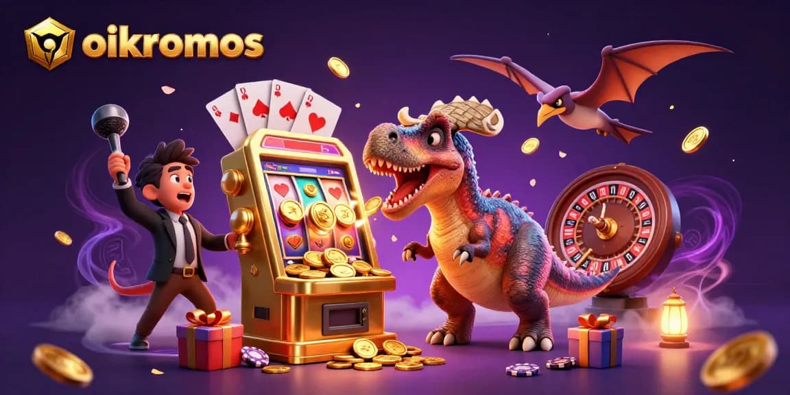 oikonomos brings exciting casino action with a pachycephalosaurus winning gold from a slot machine