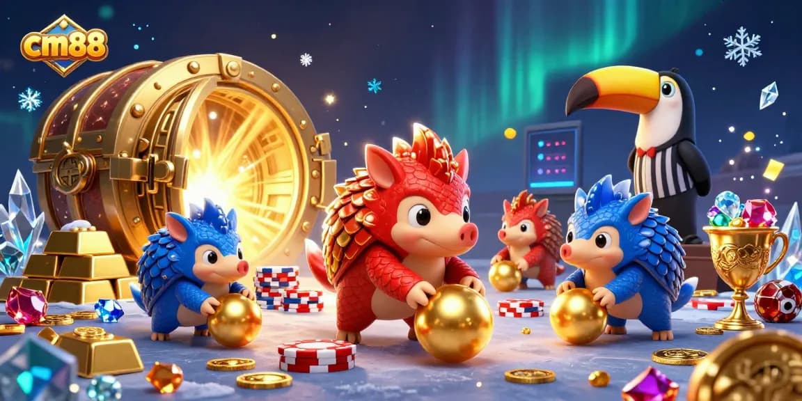 Experience exhilarating gameplay with cm88, featuring lively pangolins in a vibrant casino scene.