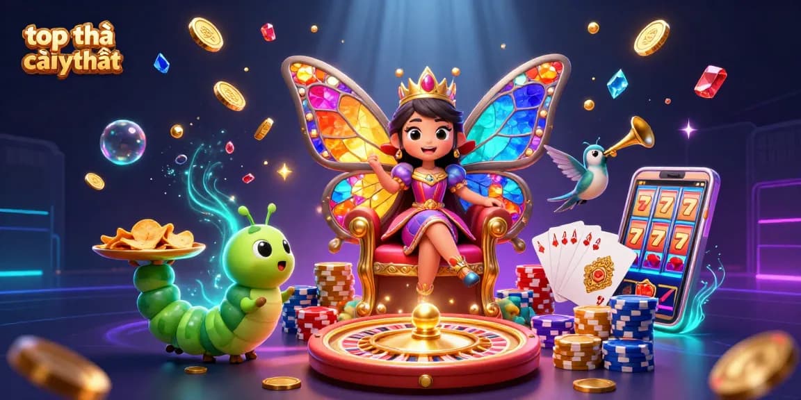 Experience the excitement of top nhà cái uy tín with vibrant games and rich visuals in this dynamic casino illustration.
