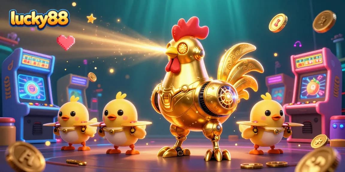Play exciting slots with lucky88's vibrant casino-themed digital art featuring unique characters.