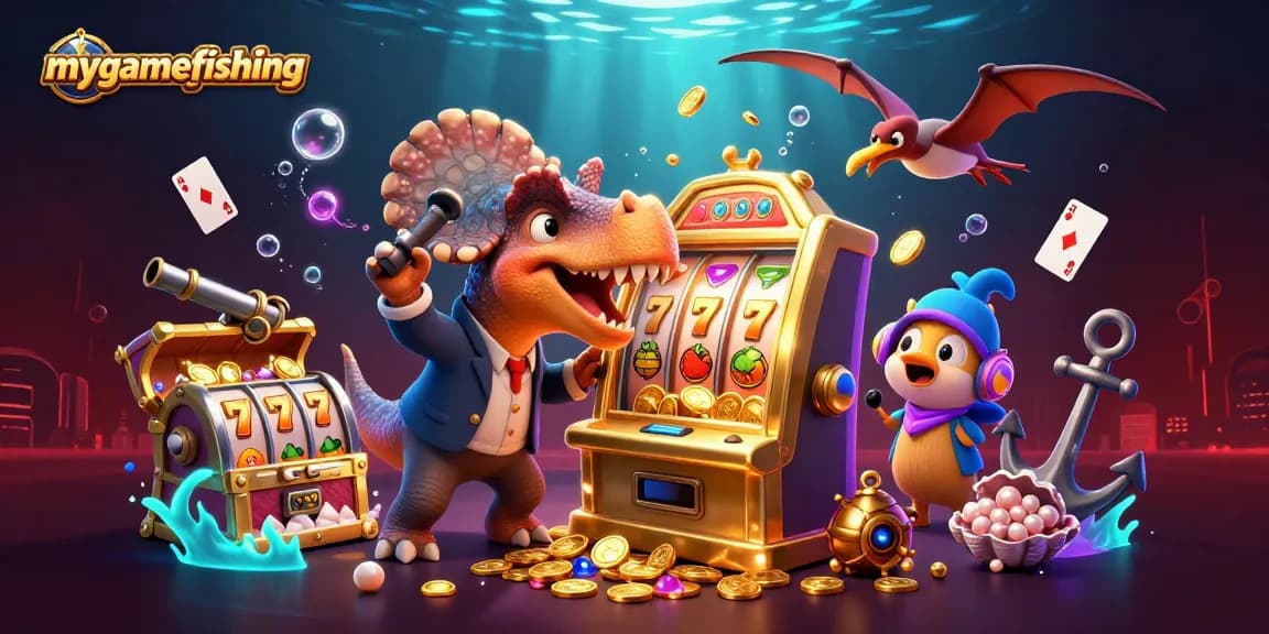 Experience the excitement of mygamefishing with dynamic characters engaging in a thrilling casino scene.