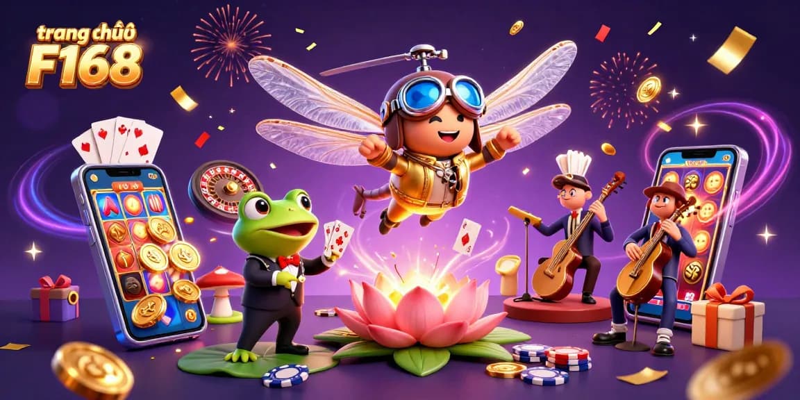 Experience thrilling gameplay on trang chủ F168 as the 3D dragonfly pilot navigates through a vibrant casino!