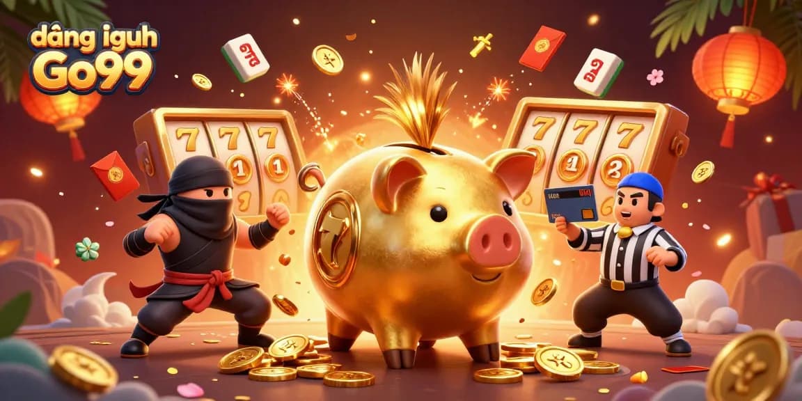 Play slots and enjoy winnings at đăng nhập Go99 with festive 3D characters and casino elements.